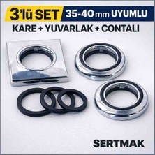 Generic Batarya Alt Rozeti 35-40 mm Uyumlu | Kare & Yuvarlak Krom Bilezik