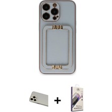 Cepte Toptan iPhone 13 Pro Max Kozmos Minimal Prime - Siyah Bilvis 3D Mat Cam Ekran Koruyucu + Rose Gold Rainbow Kamera Lens Koruma Cam