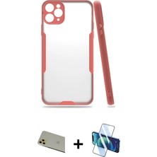 Cepte Toptan iPhone 11 Pro Max Atlas Asil Serisi - Siyah 3D Antistatik Seramik Nano Ekran Koruyucu + Gold Rainbow Kamera Lens Koruma Cam