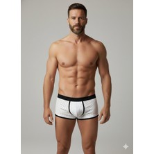 Feifei Erkek Beyaz Biyeli File Boxer