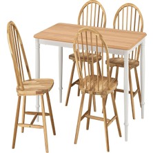 IKEA Meşe Fonksiyonel Yemek Masası 4 Sandalyeli
