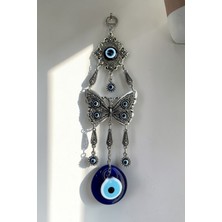 Kelebek Tasarımlı Nazar Boncuklu Duvar Süsü – Metal Işlemeli Sallantılı Nazar Boncuğu Ev Dekoru