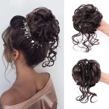 Senka Tokalı Kuyruklu Dağınık Topuz / Koyu Kestane