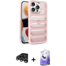 Cepte Toptan iPhone 15 Pro Max Yadigar Doku Özel Seri - Siyah Bilvis 5in1 5d Magic Hayalet Cam Ekran Koruyucu + Gümüş Raze Metal Kamera Lens