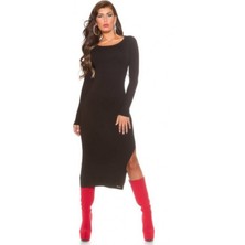 Afrodit AVM TP101171 Uzun Kollu Yırtmaçlı Kalem Elbise