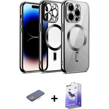 Cepte Toptan iPhone 13 Pro Max Nova Işık Özel Seri - Siyah Bilvis 5in1 5d Magic Hayalet Cam Ekran Koruyucu + Pembe Renkli Kamera Lens Koruma Cam