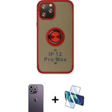 Cepte Toptan iPhone 12 Pro Max Yörünge Çizgi - Siyah 3D Antistatik Cam Ekran Koruyucu + Beyaz Neon Fosforlu Kamera Lens