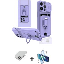 Cepte Toptan iPhone 14 Pro Max Vadi Form Prime - Siyah 3D Antistatik Cam Ekran Koruyucu + Gümüş Band Metal Kamera Lens