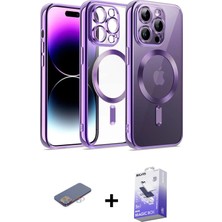 Cepte Toptan iPhone 13 Pro Max Nova Işık Özel Seri - Siyah Bilvis 5in1 5d Magic Hayalet Cam Ekran Koruyucu + Pembe Renkli Kamera Lens Koruma Cam