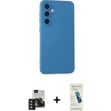 Cepte Toptan Galaxy S24 Ahenk Serisi - Şeffaf Pasifik Cam Ekran Koruyucu + Derin Mor Pvd Metal Kamera Lens