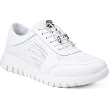 Beety 1185-E Hakiki Deri Günlük Kadın Ayakkabı-Beyaz