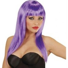 Elektronikçim Uzun Peruk Saç - Mor