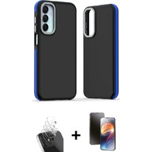 BUTİMAR'S Galaxy A15 4g Eksen Işık - Siyah 3D Antistatik Mat Seramik Nano Ekran Koruyucu + Şeffaf Kamera Lens Koruma Cam