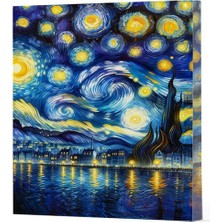Van Gogh 7 - Yıldızlı Gece Çizgili Yan Boyamalı Defter
