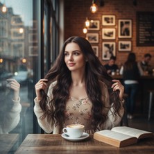 Feifei Uzun Su Daası Fiber Sen Peruk / Kızıl Kahve