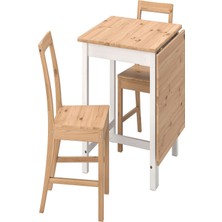 IKEA Kahverengi Pratik Yemek Masası 2 Sandalyeli