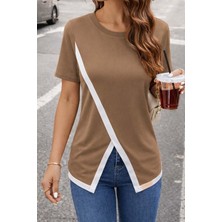 Gacha Kadın Kısa Kollu Bisiklet Yaka Viskon Bluz