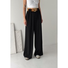 Nnstartshopping  Kadın Pileli Kemerli Pantolon