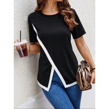 Mericline Kadın Kısa Kollu Bisiklet Yaka Viskon Bluz