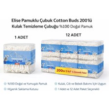 Uslucan Alışveriş Elise Pamuklu Çubuk Cotton Buds 200’LÜ Kulak Temizleme Çubuğu Doğal Pamuk 1 Paket
