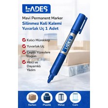 Uslucan Alışveriş Lades Mavi Permanent Marker Silinmez Koli Kalemi Yuvarlak Uç 1 Adet