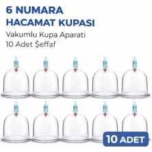 Uslucan Alışveriş 6 Numara Hacamat Kupası 10 Adet Vakumlu Kupa Bardak Dayanıklı Plastik Manuel Hacamat Kabı