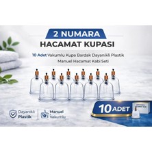 Uslucan Alışveriş 2 Numara Hacamat Kupası 10 Adet Vakumlu Kupa Bardak Dayanıklı Plastik Manuel Hacamat Kabı