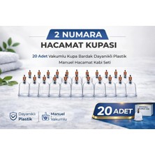 Uslucan Alışveriş 2 Numara Hacamat Kupası 20 Adet Vakumlu Kupa Bardak Dayanıklı Plastik Manuel Hacamat Kabı