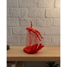 3D El Formlu Insan Figürü Kırmızı Soyut Tasarım Dekoratif Biblo 12X18 cm