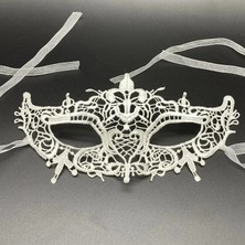 Uslucan Alışveriş Beyaz Renk Dantel Kesim Dantel Işlemeli Balo Parti Maskesi 2 No