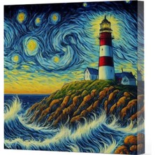 Decostyle Van Gogh 8 Deniz Feneri - Çizgisiz Yan Boyamalı Defter