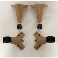 OnurEvimde Tekerlekli Çizgili Masa Ayağı 20 cm Açık Kahve Plastik Malzeme ile Modern Tasarım