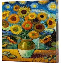 Shoplet Van Gogh 10 - Ayçiçekleri Çizgili Yan Boyamalı Defter