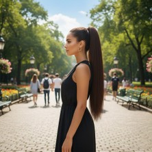 Bucuks Lastik Tokalı At Kuyruğu Düz / Kahve Karamel