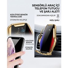 WİderMarkt Sensörlü Araç Içi Telefon Tutucu - Kablosuz Şarj 15 W - Otomatik Kelepçe 360° Dönme
