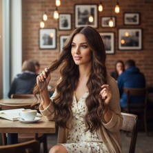 WebMediCode Uzun Su Daası Fiber Sen Peruk / Kahve Karamel