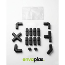 Envaplas Pratik Garden Siyah  Düz Strong Çim Ayracı 1 Paket Adaptör Takımı