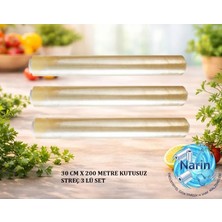 NARİN SARF MARKET Roll-Up Roll - Up Kutusuz Streç Film 30 cm 200 Metre 8 Micron 3 ADET