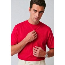 Guaraz Old Money Kırmızı Erkek %100 Pamuklu Yumuşak Kumaşlı Yuvarlak Yakalı Oversize Basıc T-Shirt