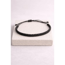 Crystal Atelier Siyah Makrome Bileklik - Sörfçü Bileklik - Unisex El Yapımı Makrome Asansörlü Ayarlanabilir Hediyelik - Ip Bileklik - Makrome Bileklik - Örgü Bileklik - Siyah Bileklik