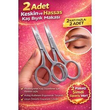 Uslucan Alışveriş 2 Adet Paslanmaz Çelik Kaş Bıyık Makası Profesyonel Kaş Düzeltme Makası Hassas Uçlu Kaş Alma Makası