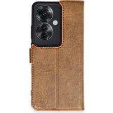 No35 Newface Oppo Reno 11F Kılıf Trend S Plus Kapaklı Kılıf - Taba