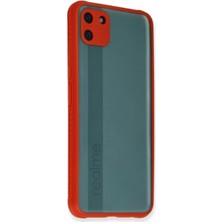 No35 Newface Realme C11 Kılıf Miami Şeffaf Silikon - Kırmızı