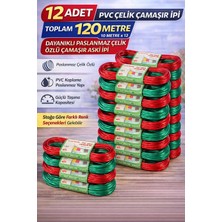 Uslucan Alışveriş 12 Adet Pvc Çelik Çamaşır Ipi 10 Metre Dayanıklı Çelik Özlü Çamaşır Askı Ipi Toplam 120 Metre
