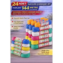 Uslucan Alışveriş 24 Adet Naylon Çamaşır Ipi 6 Metre Dayanıklı Örgü Çamaşır Askı Ipi Toplam 144 Metre