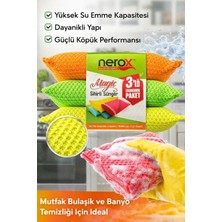 Uslucan Alışveriş Nerox Magic Sihirli Sünger 3'lü 1 Paket Çok Amaçlı Temizlik Süngeri Bulaşık Mutfak Banyo Temizlik Süngeri