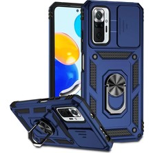 Newface Xiaomi Redmi Note 10 Pro Kılıf Pars Lens Yüzüklü Silikon - Lacivert