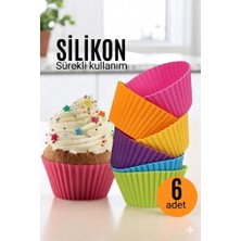 Çerçici Silikon Muffin Kalıbı - Sürekli Kullanım Muffin Kek Kalıbı 6 Adet