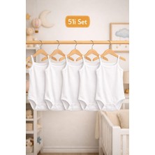 Vieso 5li Ip Askılı Beyaz Pamuklu Çıtçıtlı Body Atlet Zıbın