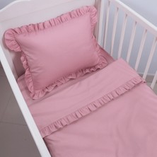 Jaju Baby Pudra Pembe Bebek Nevresim Takımı – 60X120 | 70X140 | 80X130 Beşik Uyumlu – Fırfırlı Premium Set